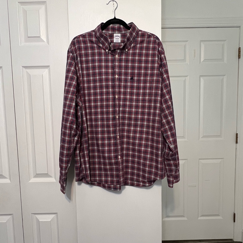 Designer Brooks Brothers‎ Plaid Button-Down Shirt 100%Cotton. Men’s Size XL